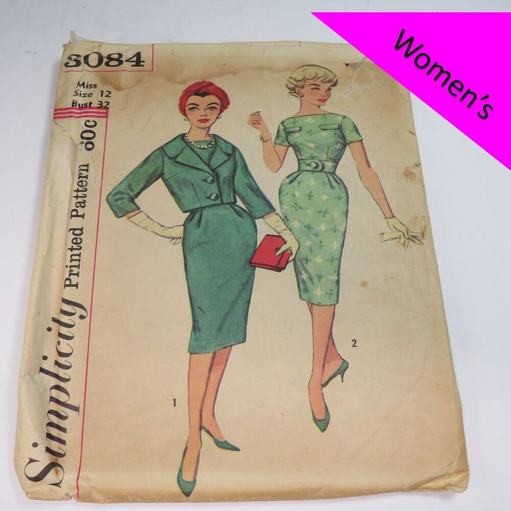 simplicity 3084 dress, slim skirt, jacket size 12